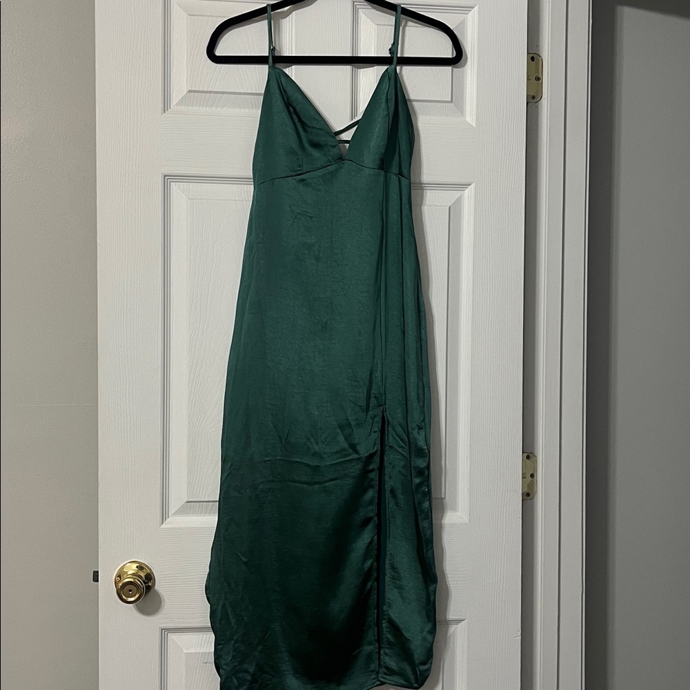 Wild Fable Dark Green Satin Top